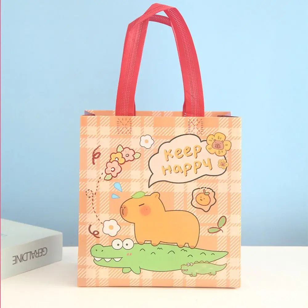

Durable Cartoon Capybara Tote Bag Foldable Portable Candy Gift Bags Non-Woven Fabrics Handbag
