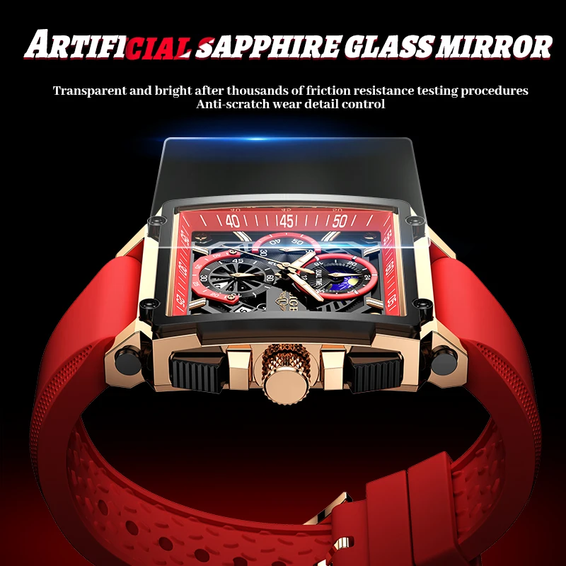 LIGE New Military Watch For Men Fashion Business Red Silicone Quartz Men Watch Top Brand Luxury Waterproof Sports Chronograph