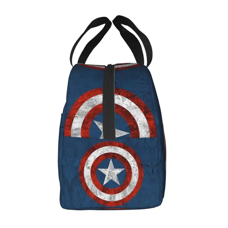 Custom Captain America Shield Disney Lunch Bag Men Women Cooler Warm Insulated Lunch Boxes for Kids School