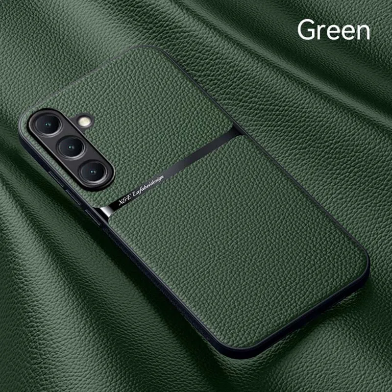 Back Leather Case Cover for Samsung Galaxy S25 S24 S23 Ultra Plus S25FE S24FE Car Holder Magnetic Leather Case Cellphone Coques