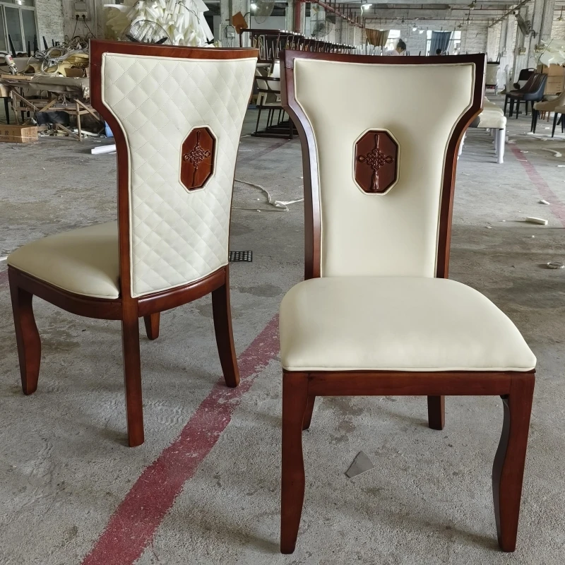Hotel Box VIP Chair Solid Wood Restaurant Banquet Table and Chair Combination Backrest Conference Chair New Soft Package Dining