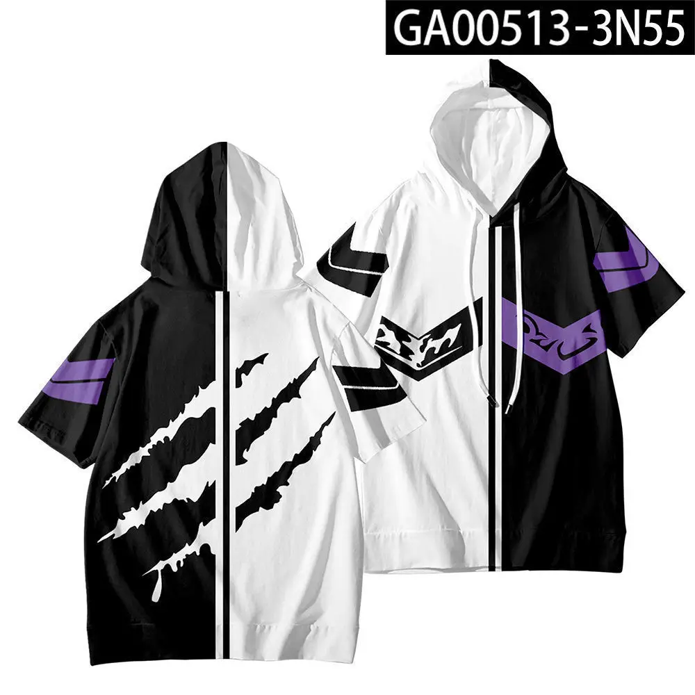 Kamen Rider Hooded Short-sleeved WJoker Fangs Blast Impression Male Students Second Element Cartoon T-shirt Leisure Tide