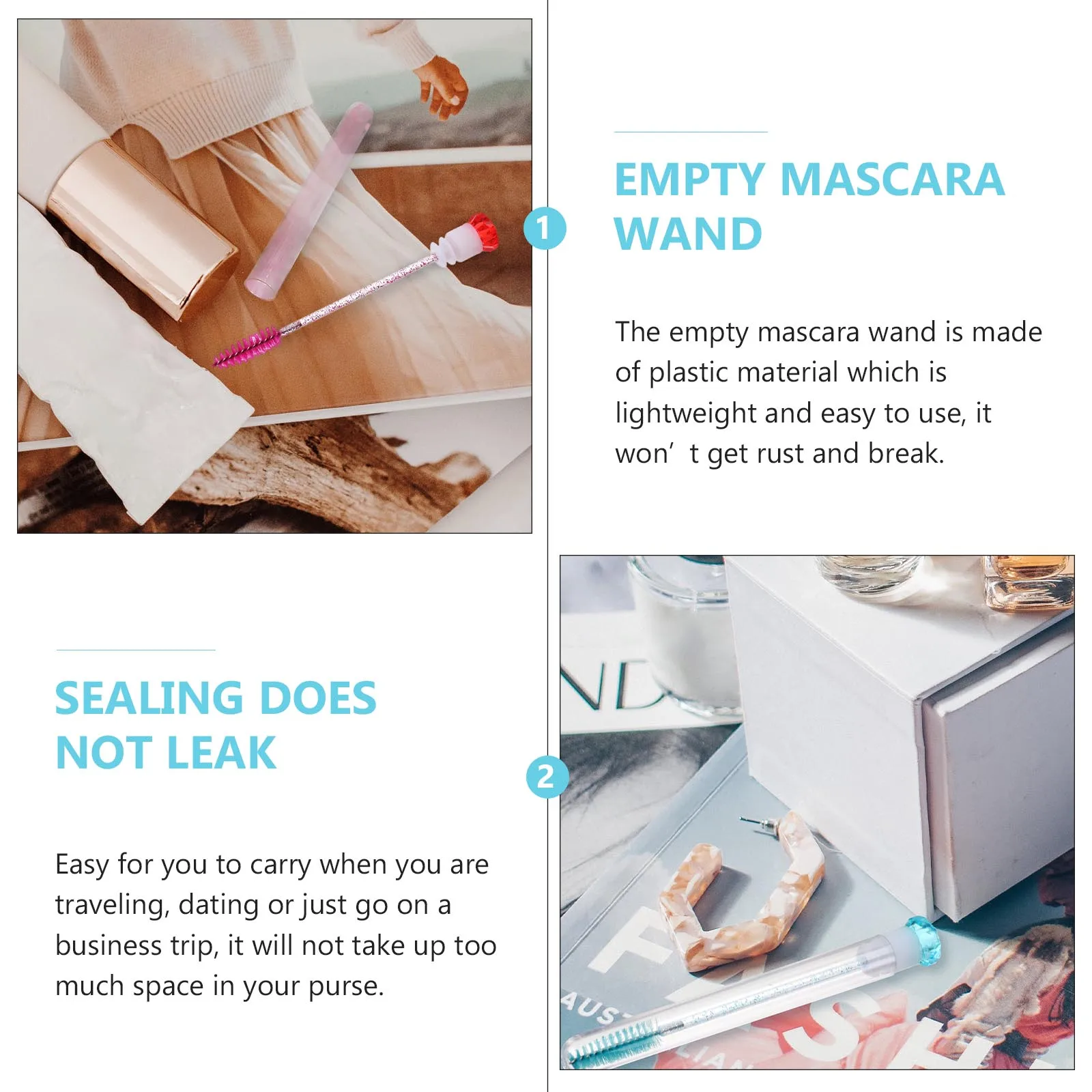 12 Stuks Wimperborstel Draagbare Lichtgewicht Mascara Wand Buizen Reizen Make-up Wimper Applicator Spiraalborstel Beauty Tool