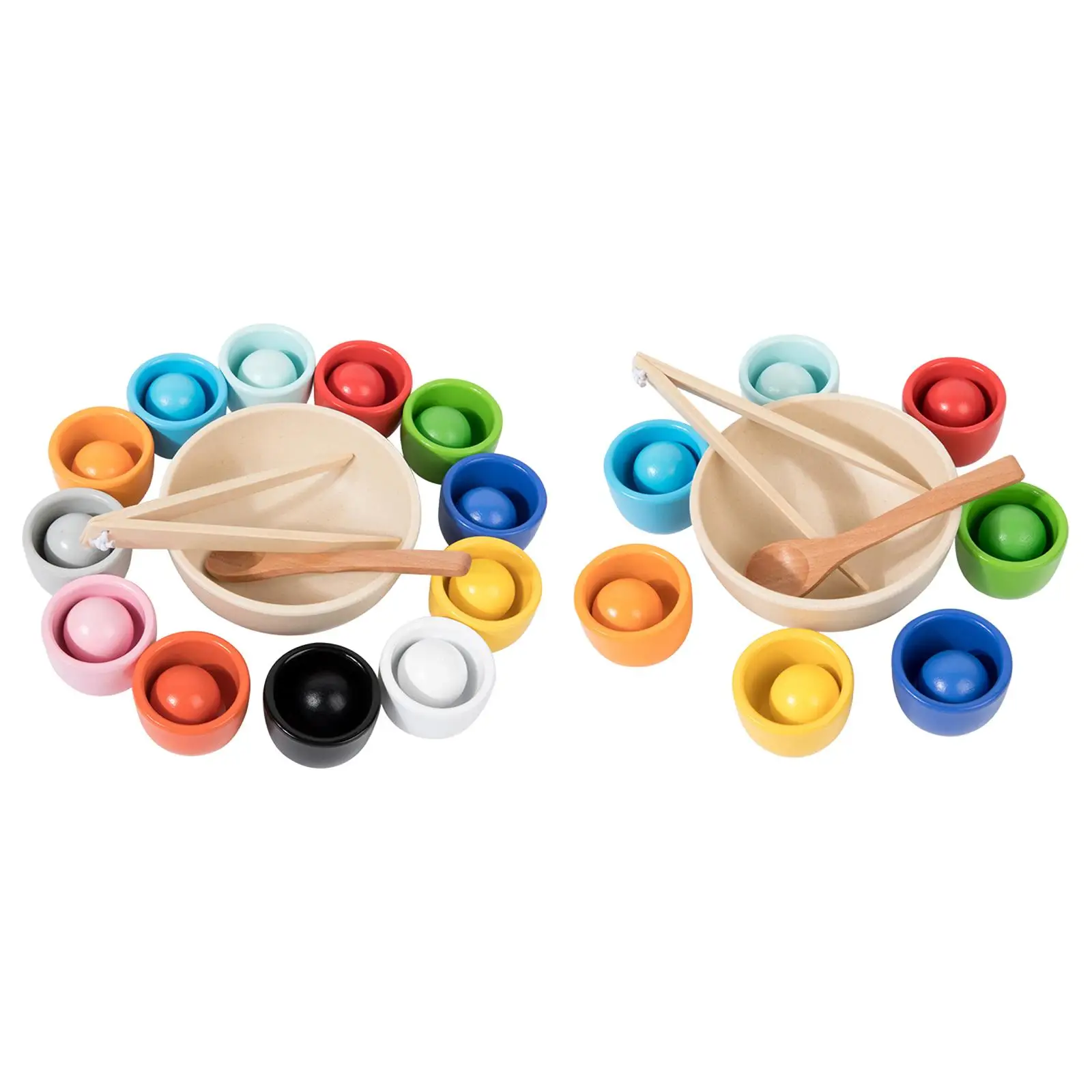 Juguetes Montessori de motricidad fina, bolas divertidas a juego de colores en tazas