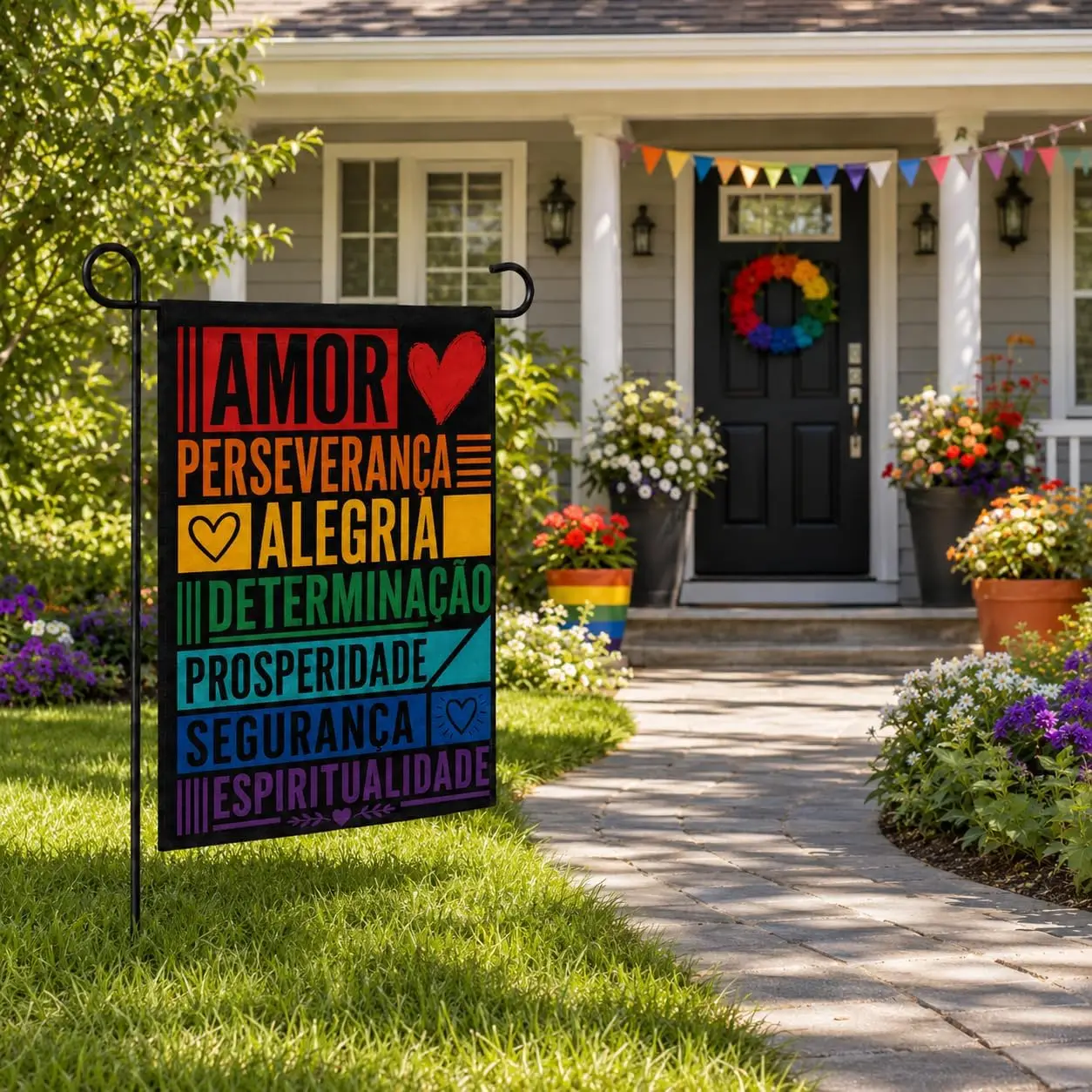 Rainbow Pride Garden Flag 12x18 Inch Double Sided, LGBTQ+ Progress Rainbow Yard Flag for Outdoor Garden Porch Patio Lawn Dec kkz