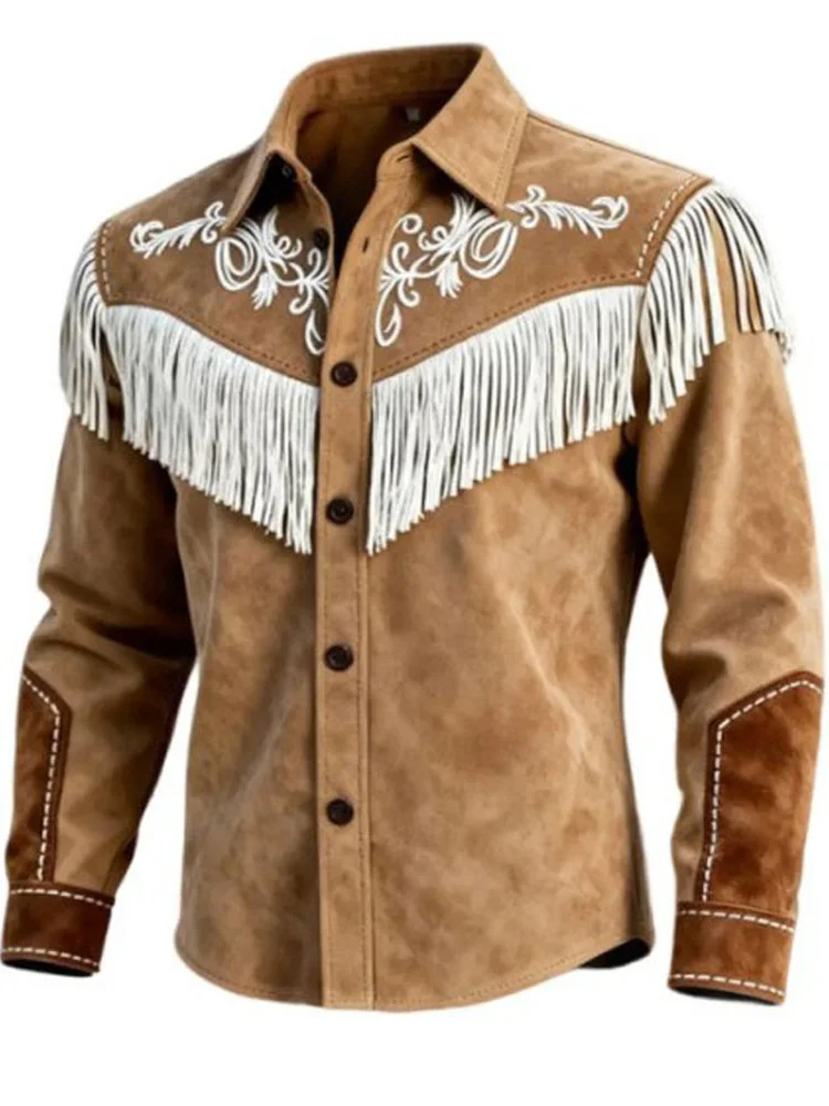 Retro Style Brown Tassel Velvet Jacket Autumn Winter Fashionable Streetwear Waist-Cinching Long Sleeve Coat for Women