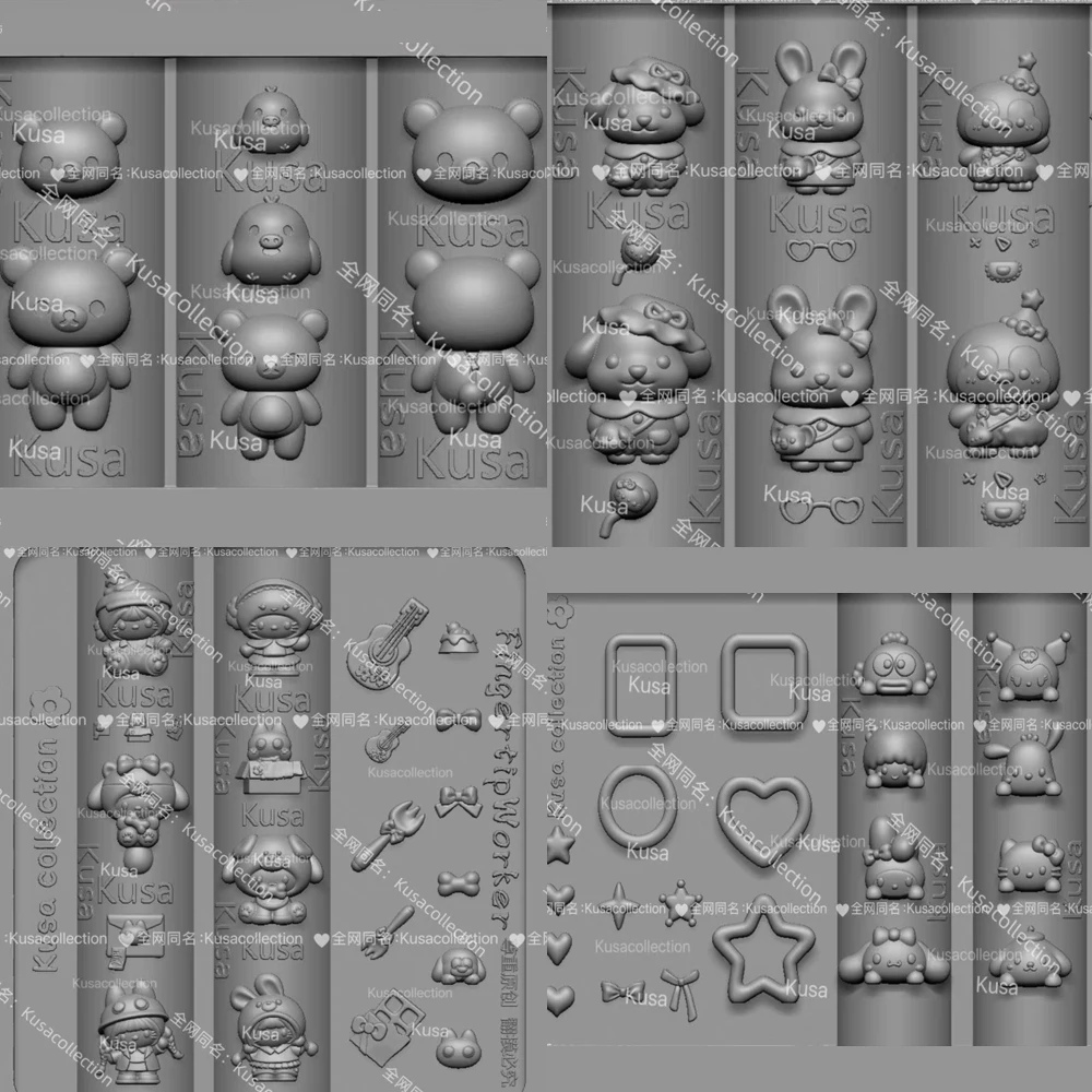 

Nail Art Silicone Mold Hellokitty Rilakkuma Decoration for 3D Carving Templates Embossed Pattern Tools Charms Acrylic Diy Craft