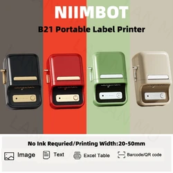 Niimbot-impresora portátil de etiquetas B21, máquina de impresión térmica de mano, Mini código de barras, código QR, rollos de papel adhesivo a Color, versión en inglés