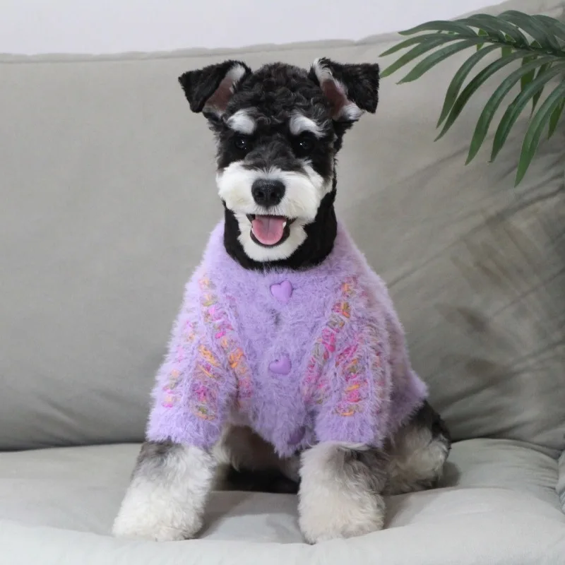 

Холодостойкий теплый вязаный свитер для домашних животных, утолщенная зимняя одежда для собак, Тедди, померанский шпиц, бишон, кошка, новогодняя милая красочная норка