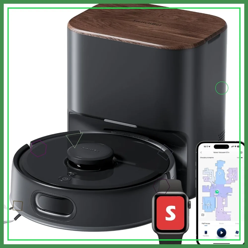 

Robot Vacuum & Mop with 6000Pa Suction, 90-Day Self-Emptying, LDS Navigation, Ultra-Slim Design for Pet Hair