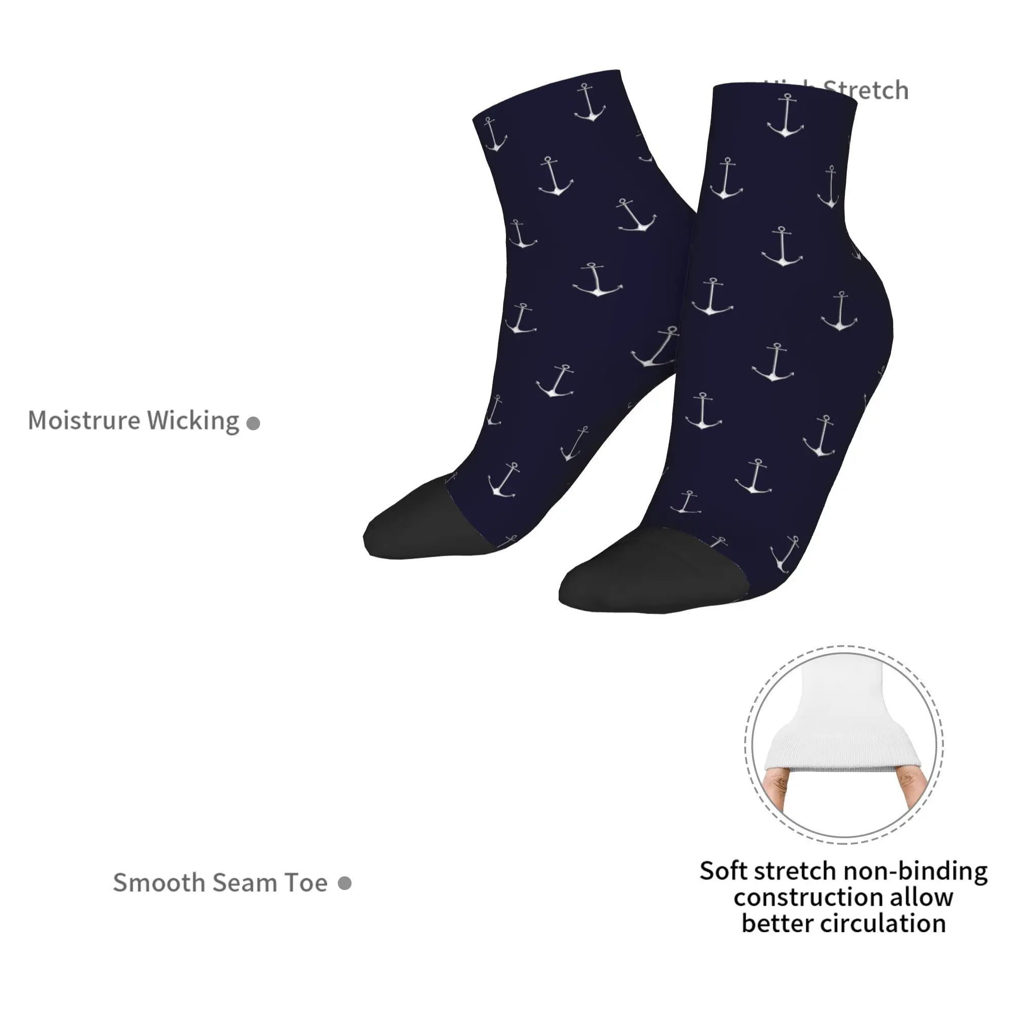 الكروم نمط بحري رقيقة مرساة زين الجوارب Harajuku جوارب امتصاص العرق جميع المواسم الجوارب اكسسوارات للرجل امرأة