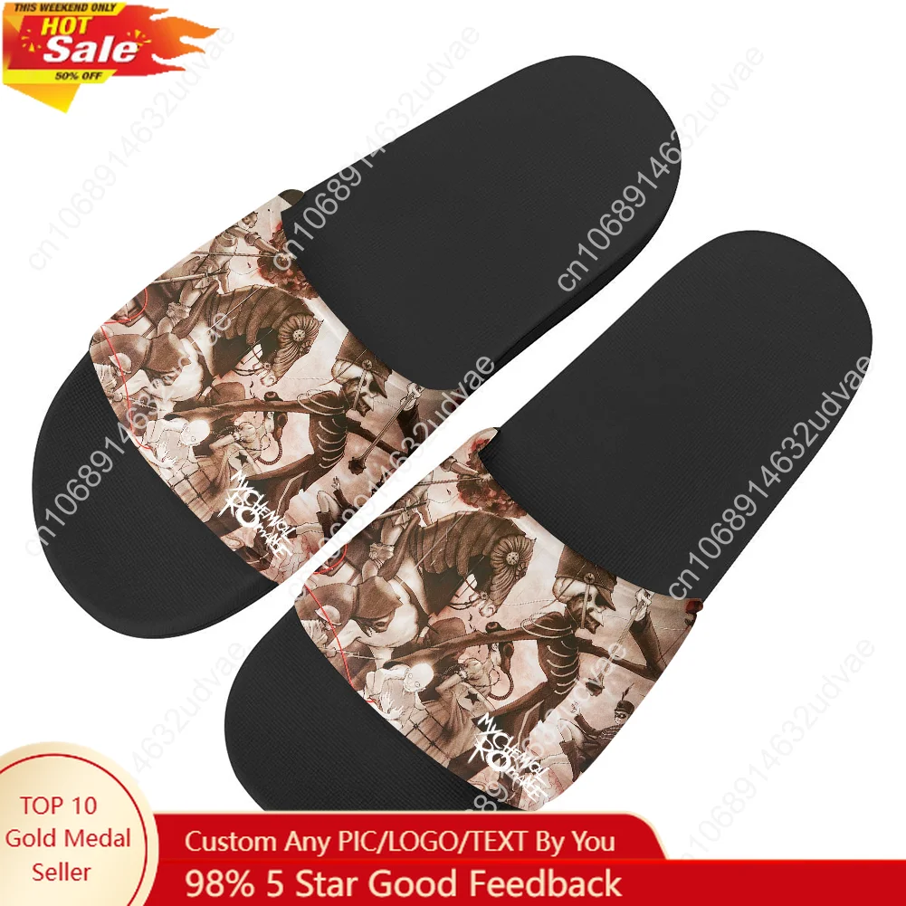 

My Chemical Romance Slippers Man Woman Boy Girl Tailor Made Slides Sandals Photo Text Customized Bath Shoes Water Shoe Black