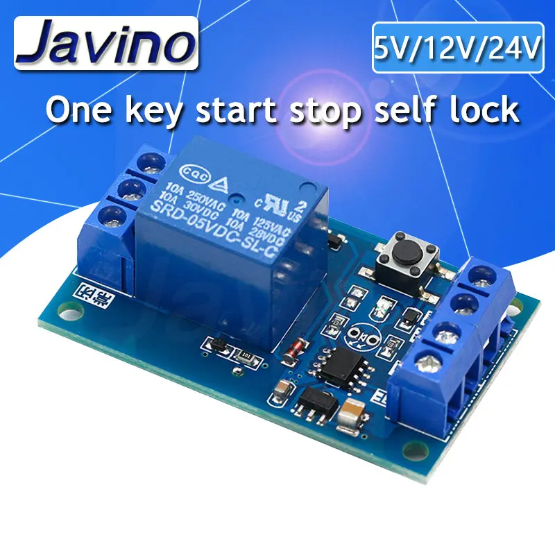 Single key bistable relay module automobile refit switch one key start stop self lock single chip microcomputer control 51 