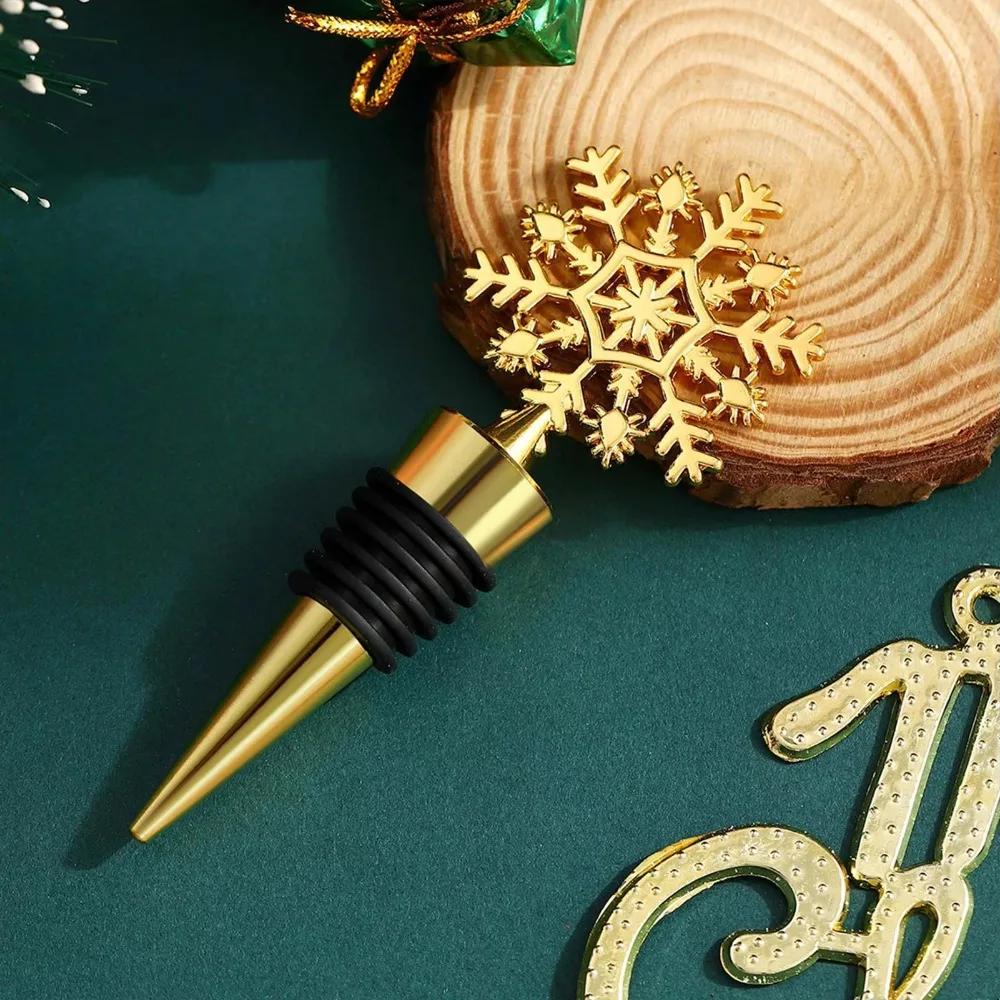 Deer Snowflake Tree Shape Christmas Wine Stopper Sealed Zinc Alloy Wine Preserver Cap Gold/Silver Decorative Wine Bottle Sealer