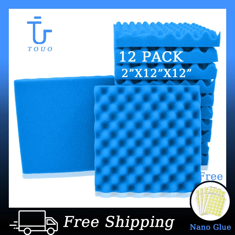 TOUO Acoustic Foams 12 Pcs Home Studio Music Sound Absorbing Material Studio Absorption Treatmentsound Isolation