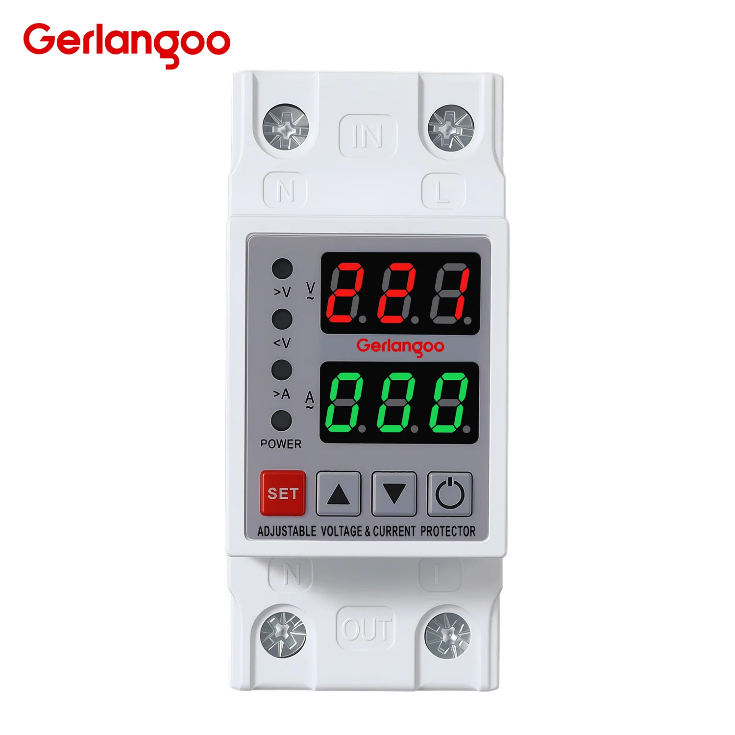 Din Rail Adjustable Voltage Current Protector 40A 63A Over Under Voltage Overcurrent Auto Reset Protection Device 220v 230v