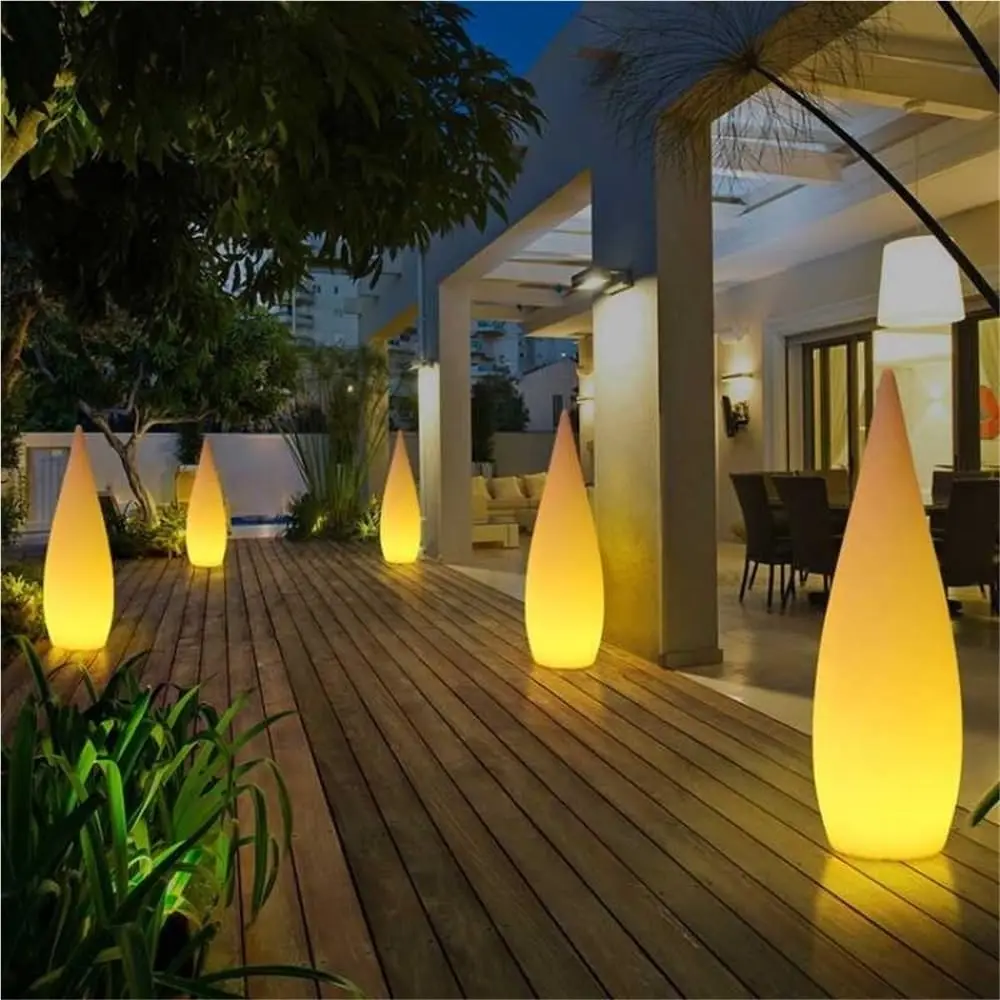 Water Drop Floor Lamp, Solar Outdoor Light, Color Changeable Outdoor Decorative Light for Garden, Courtyard, Walkway