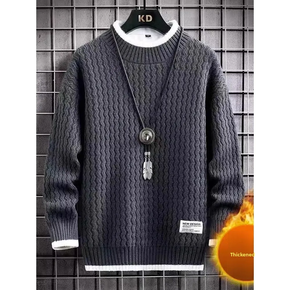 

Men's Oversized Thiened Fce Lined f High Collar Knitwear Casual Sle Polyester Fiber Regular Thin Autumn Winter...