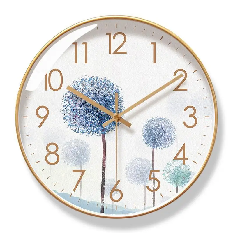 10/12/14inch Wall Clock Dandelion Non-Ticking Clocks Round Luxury Modern Wall Clock For Office School Home Decor Living Room