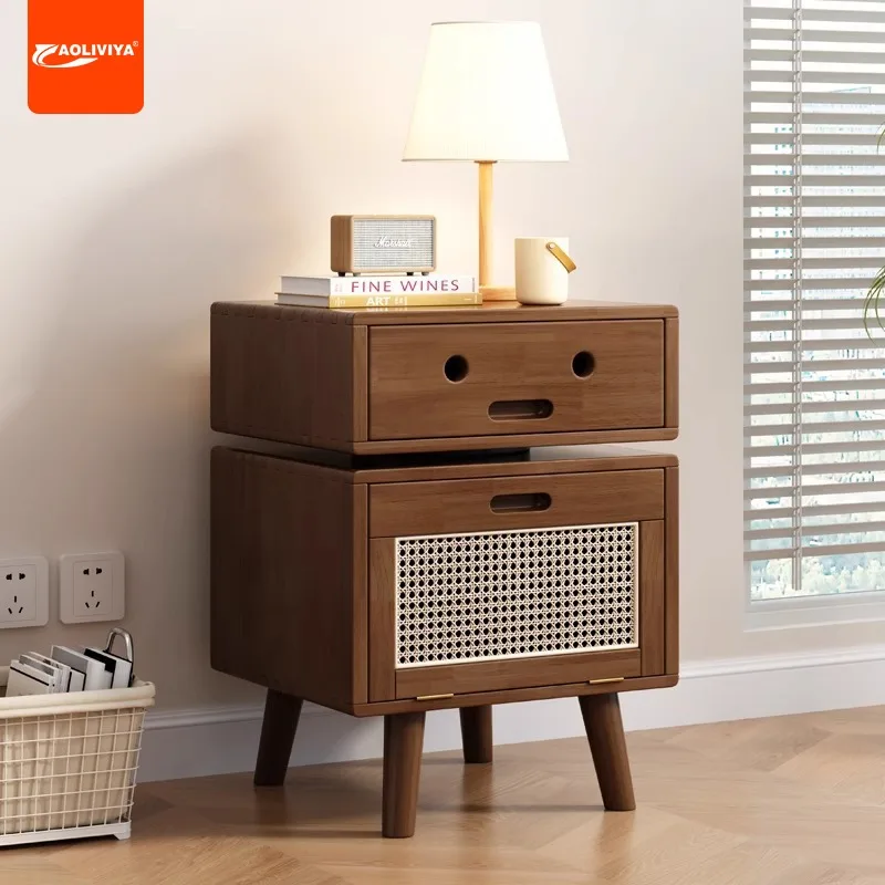 AOLIVIYA Solid Wood Robot Bedside Table Nordic Bedroom Bedside Table Storage Locker Sofa Side Few Small Side Cabinets