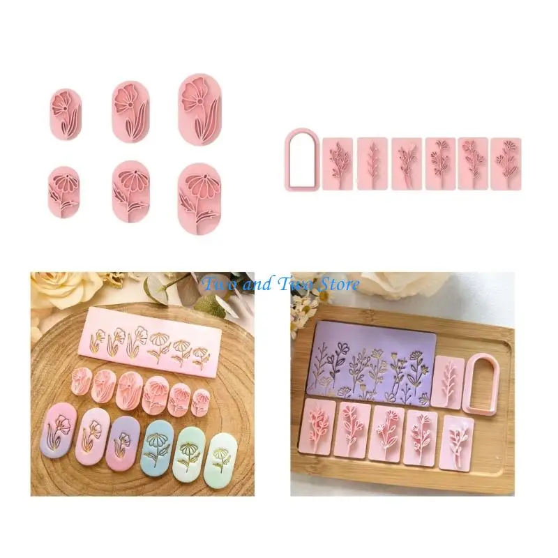 HX6F Soft Clay Mold Set with Nonstick Plastic Texture Handmade Earrings Molds for Effortless Jewelry Making and Crafts