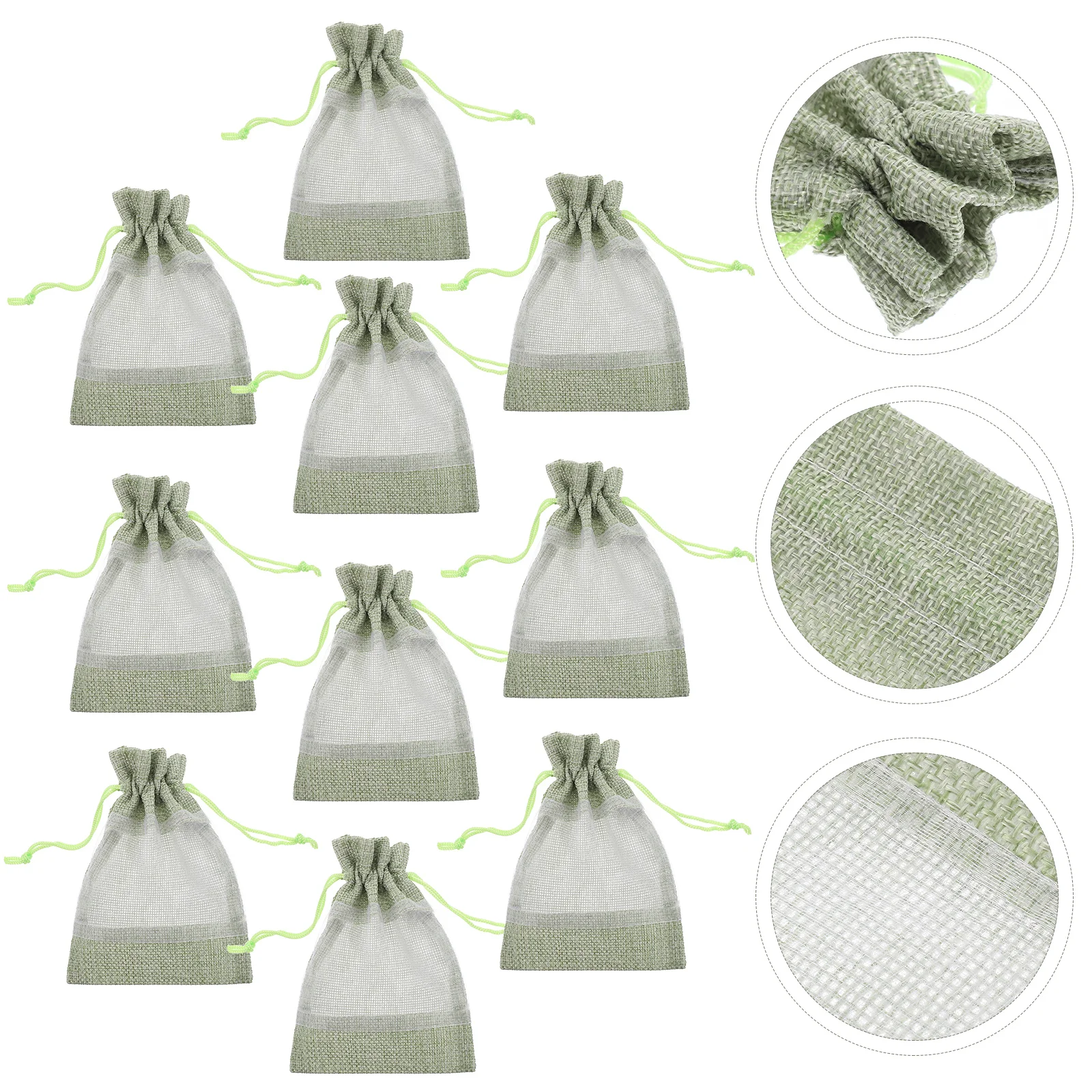 10 Pcs Organza Gauze Bag 10pcs (green) Drawstring Clear Window Travel Gift Bags Bulk