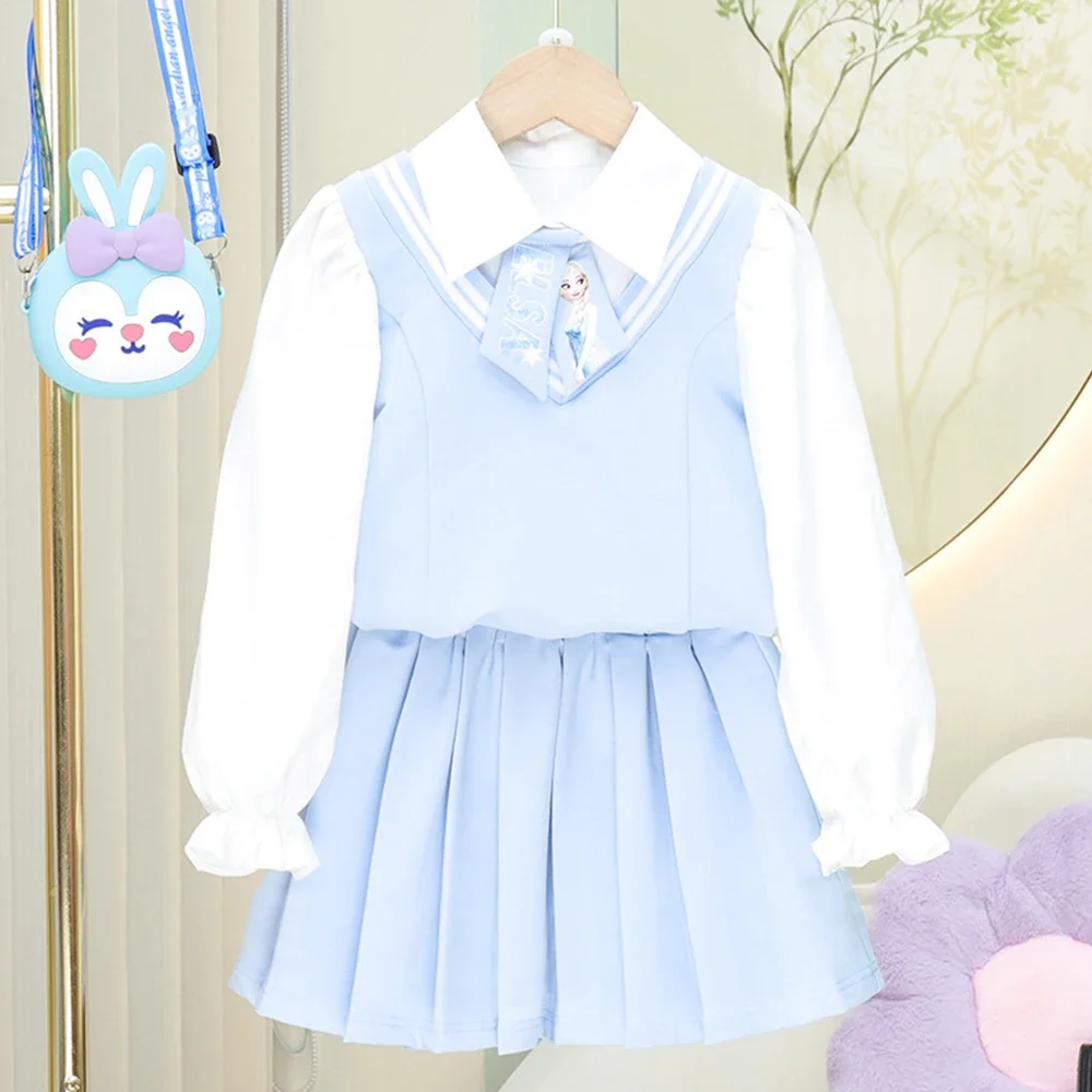 Autumn Cotton Coat Shirt Set Cinnamoroll Girl Jk Uniform Sanrios Anime Spring Pleated Skirt Korean Fashion Kawaii Kids Jackets