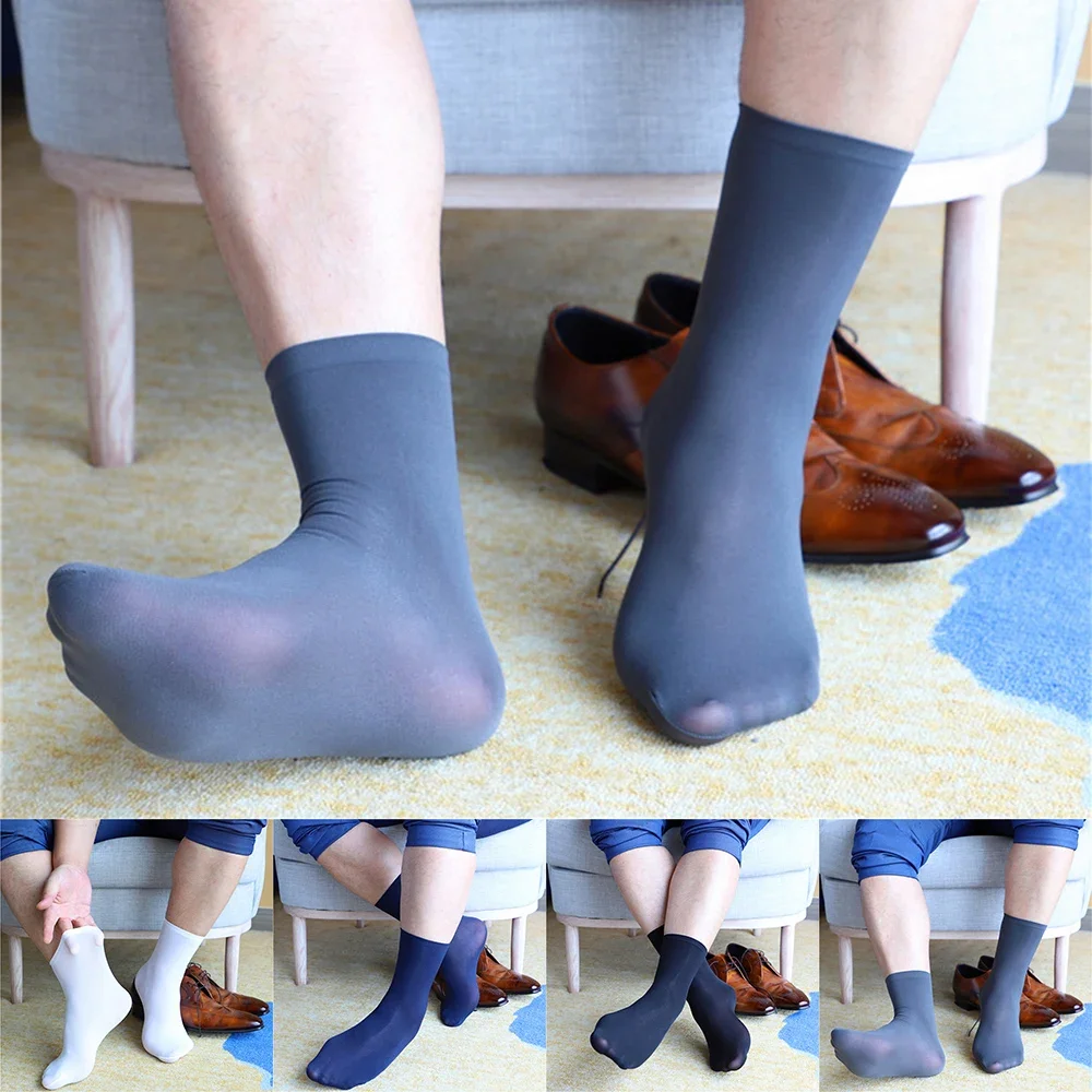 Новинка, мужские толстые носки унисекс, Короткие эластичные ультратонкие шелковистые шелковые чулки, деловые повседневные короткие шелковые мужские носки