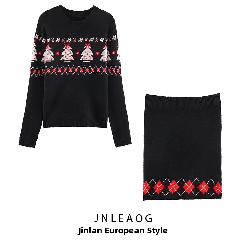 Modny damski zestaw ubrań na jesień i zimę, uniwersalny design, seria Cisas, długi sweter, dwuczęściowy komplet dla dorosłych kobiet.