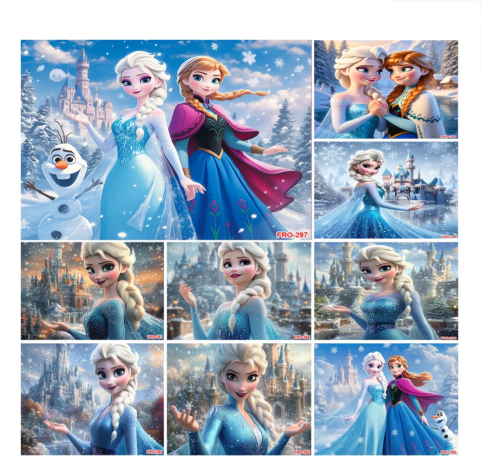 

Frozen Background Elsa Anna Princess Girls Birthday Party Snow Queen Winter Ice Castle Baby Shower Photography Backdrop