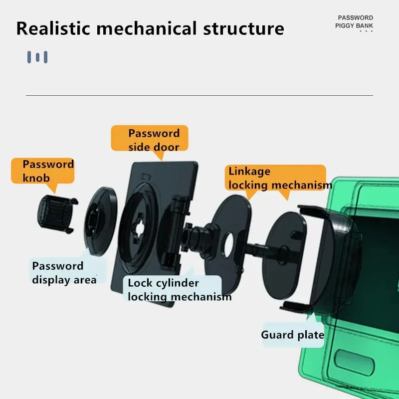 صندوق صغير للنقود المصرفية مع كلمة مرور دوارة ، صندوق التوفير ، الوديعة التلقائية ، أجهزة الصراف الآلي الرجعية ، آمنة ، هدية عيد الميلاد ، العملات المعدنية