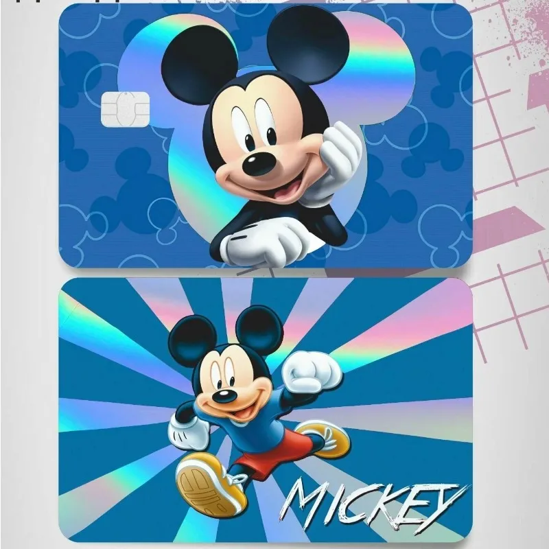 Laser 2PCS Disney Mickey Credit Card Patch Front Back Bank Student Bus Card Decoration Anti Slip Wear Resistant Toy Wholesele