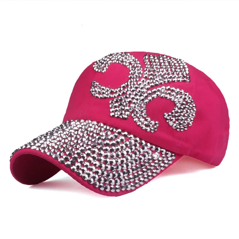 W521 Customize Wholesale Artificial stones bling bling Anchor Design Cotton Denim Baseball Caps
