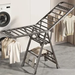 Folding Floor Drying Rack, Home Clothes Drying Pole, Bedroom Clothes Hanging Rod, Portable Quilt Rack Storage