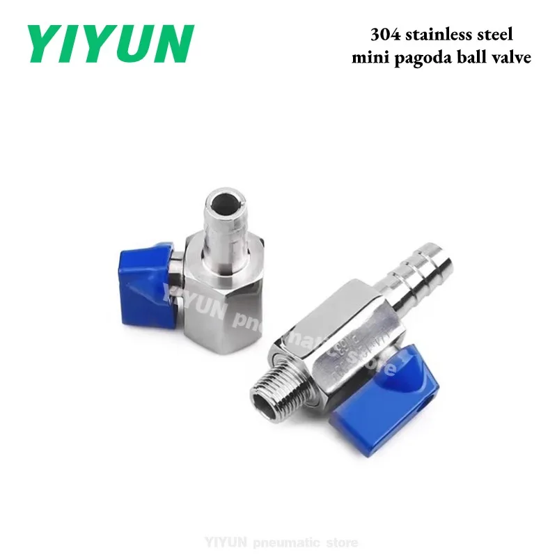 Mini Pagoda Ball Valve1/8 1/4 3/8 1/2 Switch Internal /External Thread Exhaust Drainag 304 Stainless Steel e High Pressure Valve