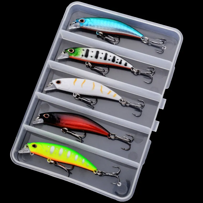 5Pcs Minnow Fishing Lures,Hard Goods for Fishing,Crankbait Swimbait Sea River Shad Wobbler for Trolling Squid Fish Lure