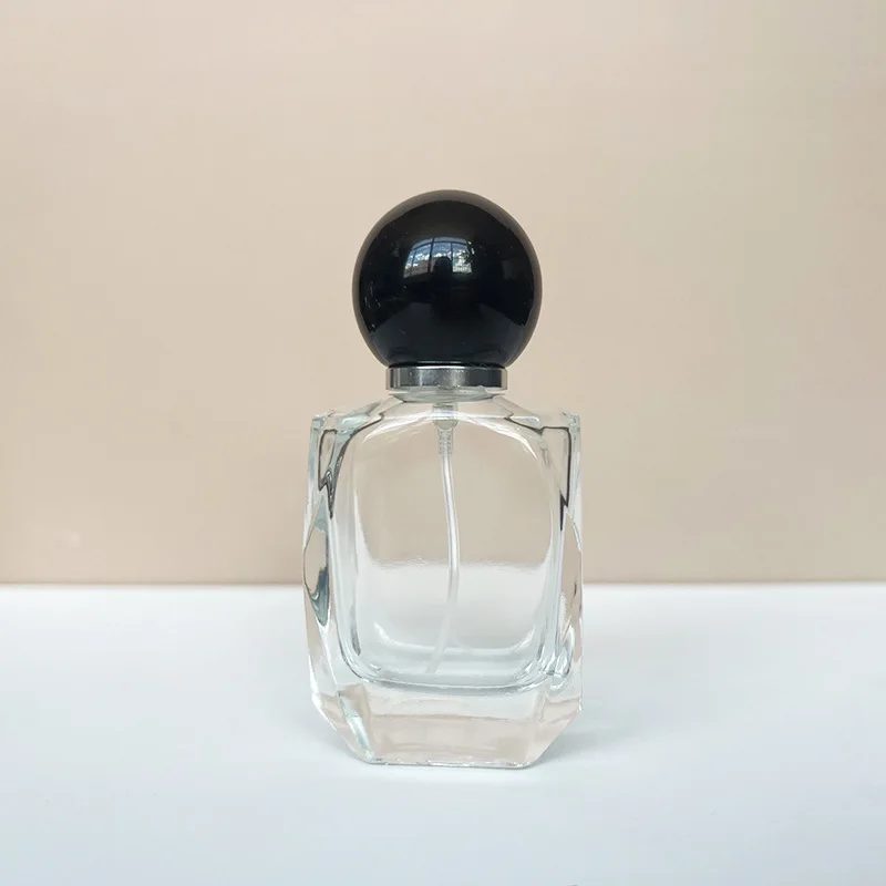 30ml pusta przezroczysta szklana butelka z rozpylaczem czarna srebrna czarna pokrywka kulowa pompa śrubowa atomizuj kosmetyczne butelki perfum wielokrotnego napełniania