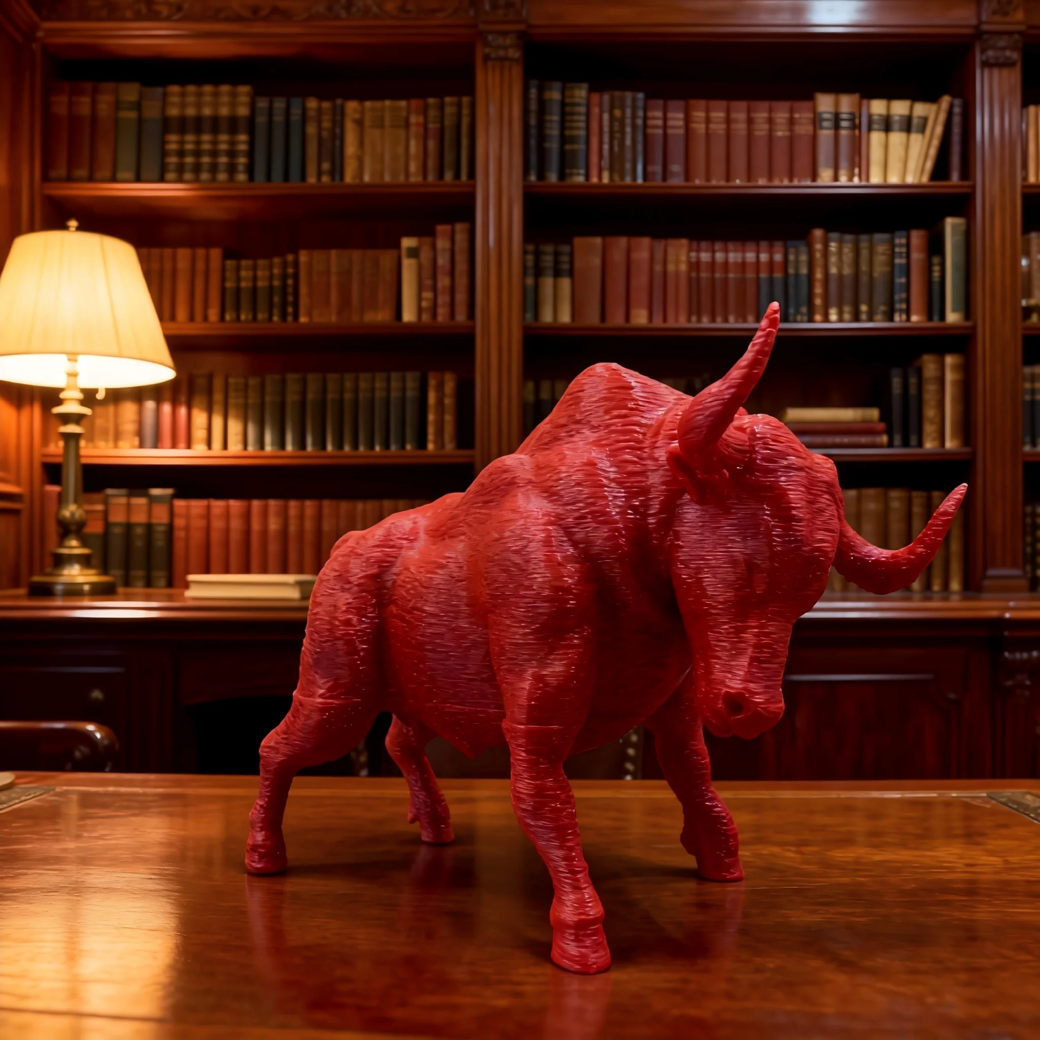 1pc Artistic Red Bull Figurine, suitable for soft desktop decor & stylish study display. New Year/Valentine's Day unique gift.