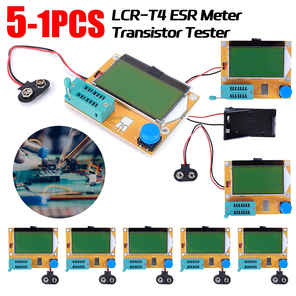 1-5PCS LCR-T4 ESR Meter Transistor Tester Diode Triode Capacitor Resistor Test Meter High Precision Tester MOS PNP NPN LCR