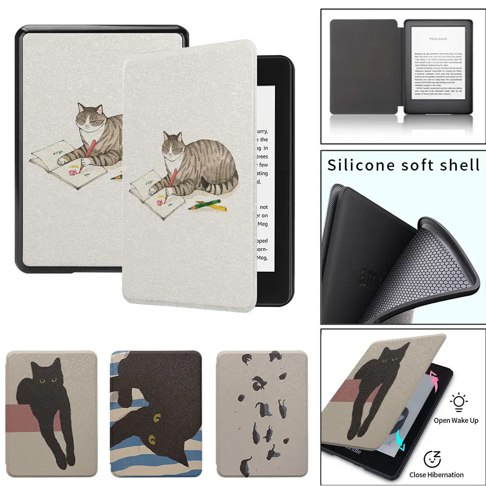 kindle case well behaved cat pattern paperwhite4th Silicone soft shell  funda 2021 11th  8th generation