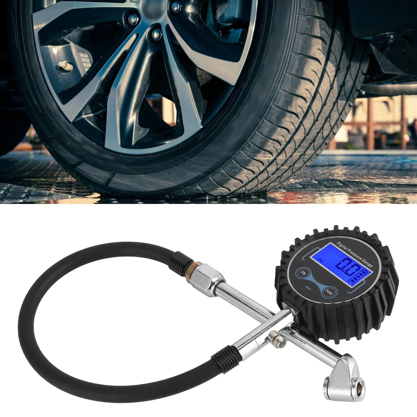 3 ‐ 200PSI منفاخ لإطارات السيارة مقياس الضغط الرقمي شاشة الكريستال السائل لسيارة دراجة نارية الشاحنات منفاخ الهواء اختبار الضغط