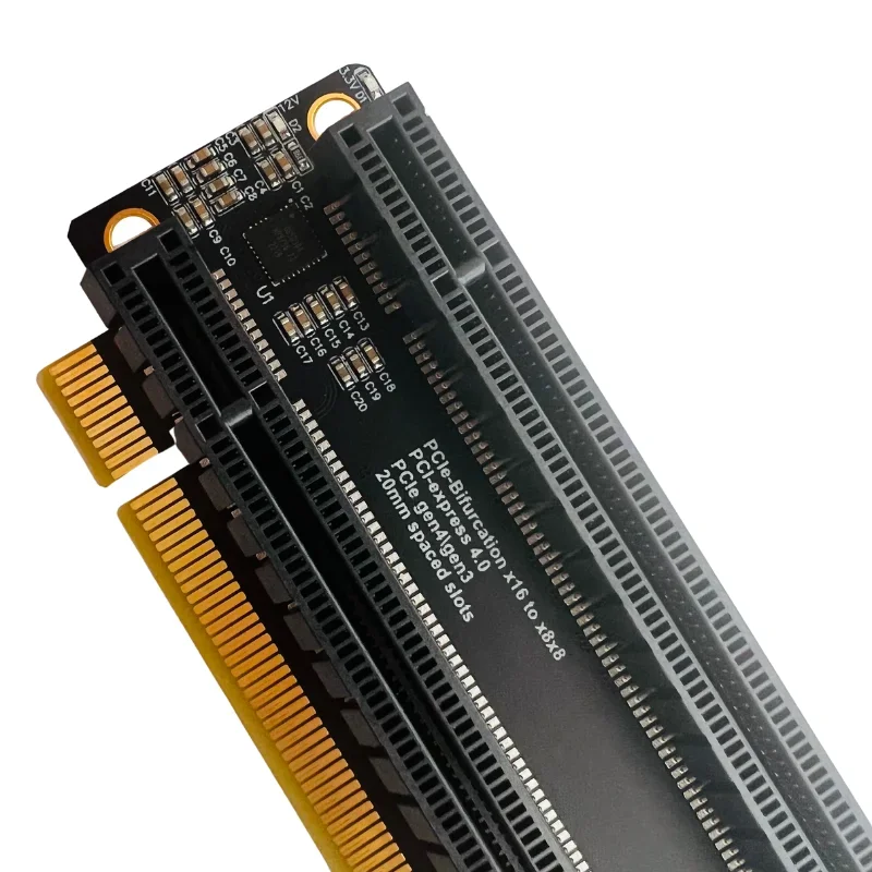 Imagem -03 - Cartão de Expansão Pci-e Gpu Riser Card Split ic 20 mm Espaçado Slots 4p Portas Sata Gen Pcie-bifurcação X16 a x8