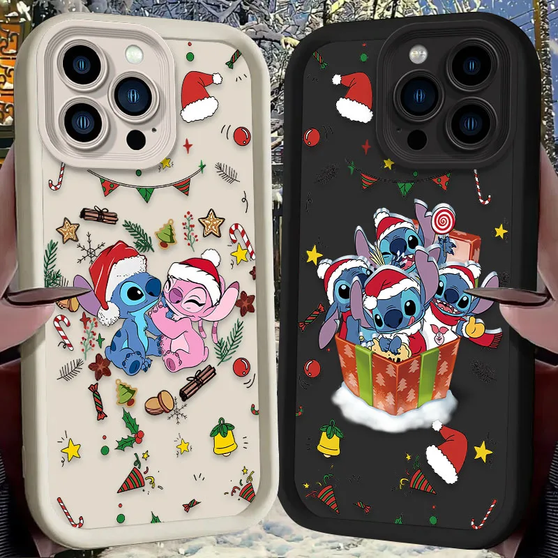 Disney Christmas Angel Stitch Case For iPhone 16 15 14 13 12 11 Pro Max X XS X S Max XR SE 2020 7 8 Plus iphone16 Silicone Cover