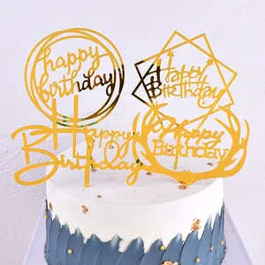 Alles Gute zum Geburtstag Toper Kuchen, verschiedene Stile, Schwarz und Gold, Babyparty, Geburtstagsfeier, Flaggenkuchendekorationen, 10pcs 10 Hauptverkaufsgeburtstagstorte Ornament - №9