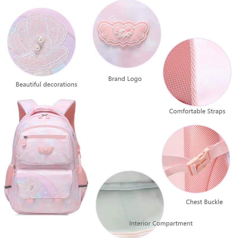 SUN EIGHT New  Floral 18inch/46cm Large Capcaity  Girl Backpacks Satchels Beautiful School Bags