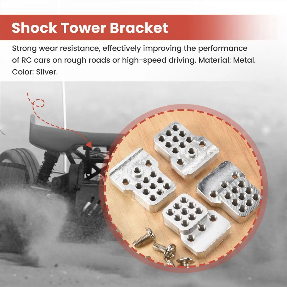 New Arrival Fashion 4Pcs RC Car Metal Shock Tower Bracket Kits Shock Sbsorbers Extension Seatfor 1/16 C-14/C-14K/C-24/C-24K Truc