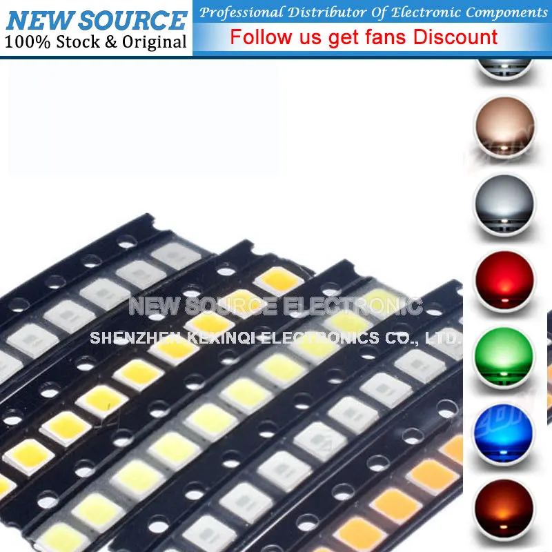 100pcs 2835 SMD LED Emitting Diode Lamp Chip Light Beads Warm Cool White Red Green Blue Yellow Color Micro DIY PCB Circuit SMT