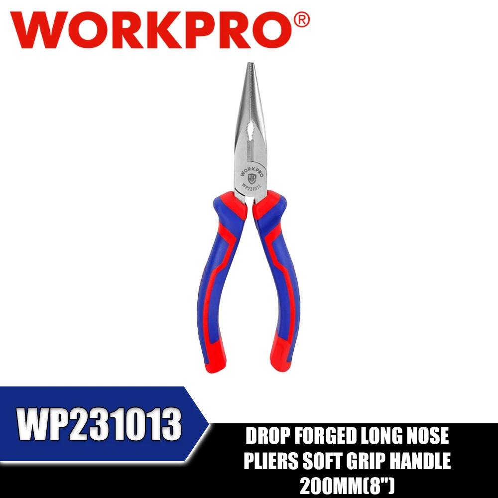 WORKPRO WP231012 WP231013 Drop Forged Long Nose Pliers Soft Grip Handle Power Tool Accessories