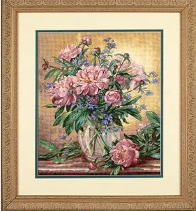 

Peony Flower In Vase, Vase Flower 18CT 16CT 14CT Unprinted Cross Stitch Kits Embroidery Art DIY Handmade Needlework Home Decor