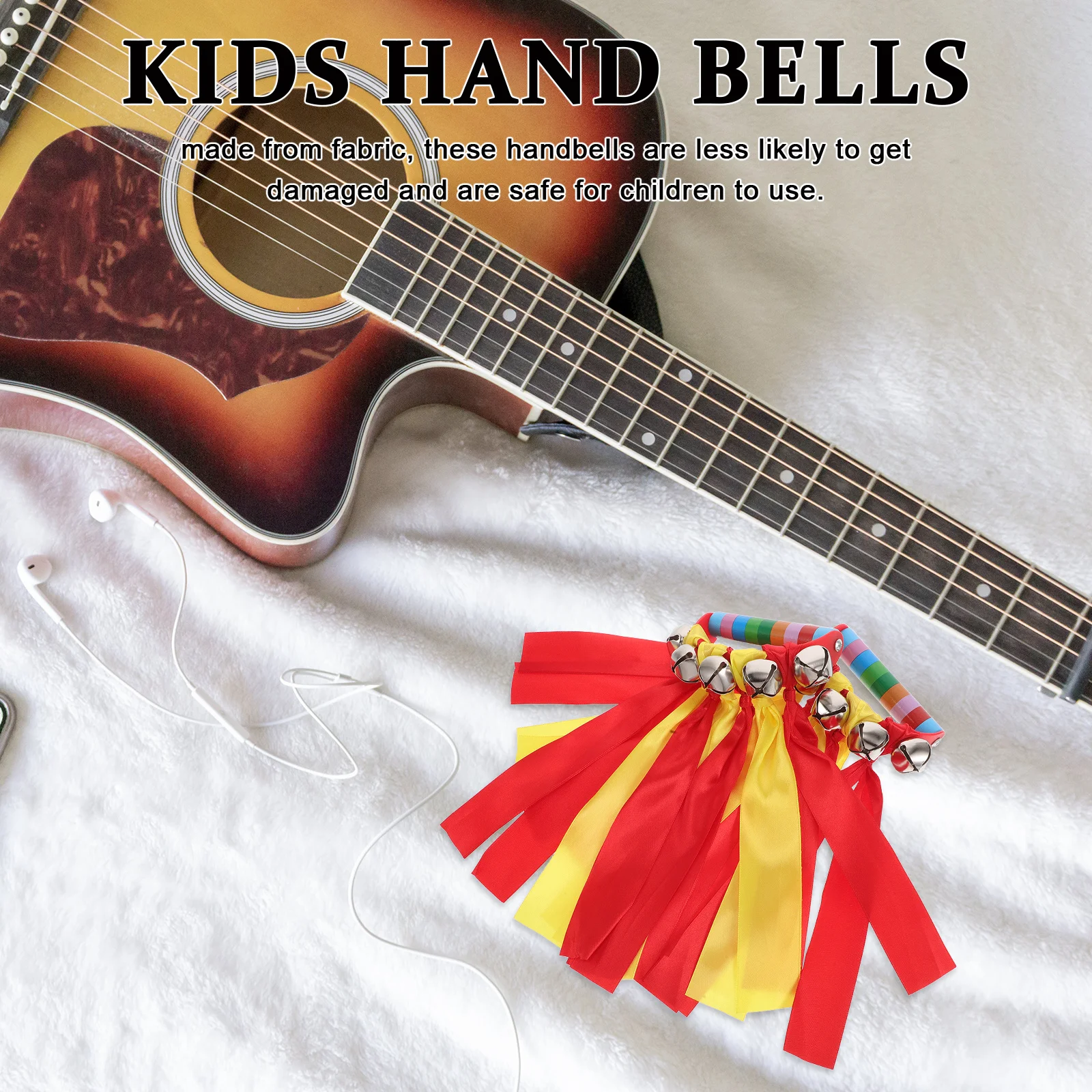 

1 Pair Hand Bells With Ribbon Kids Reusable Fabric Dance Ribbons For Gymnastics Musical Instrument Party Favors Athletic Ribbon